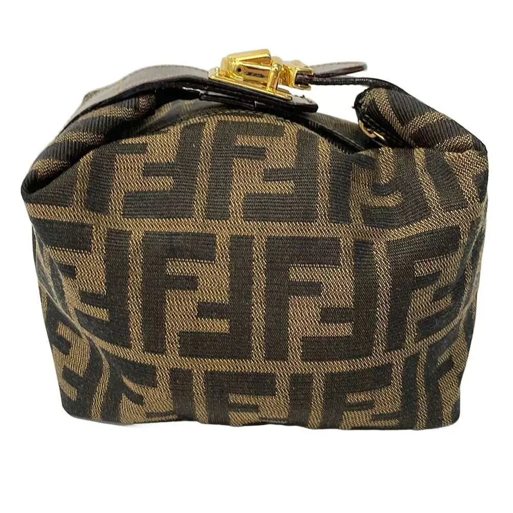 Fendi Zucca Pouch 263600 Brown Black Dark Brown Jacquard Leather